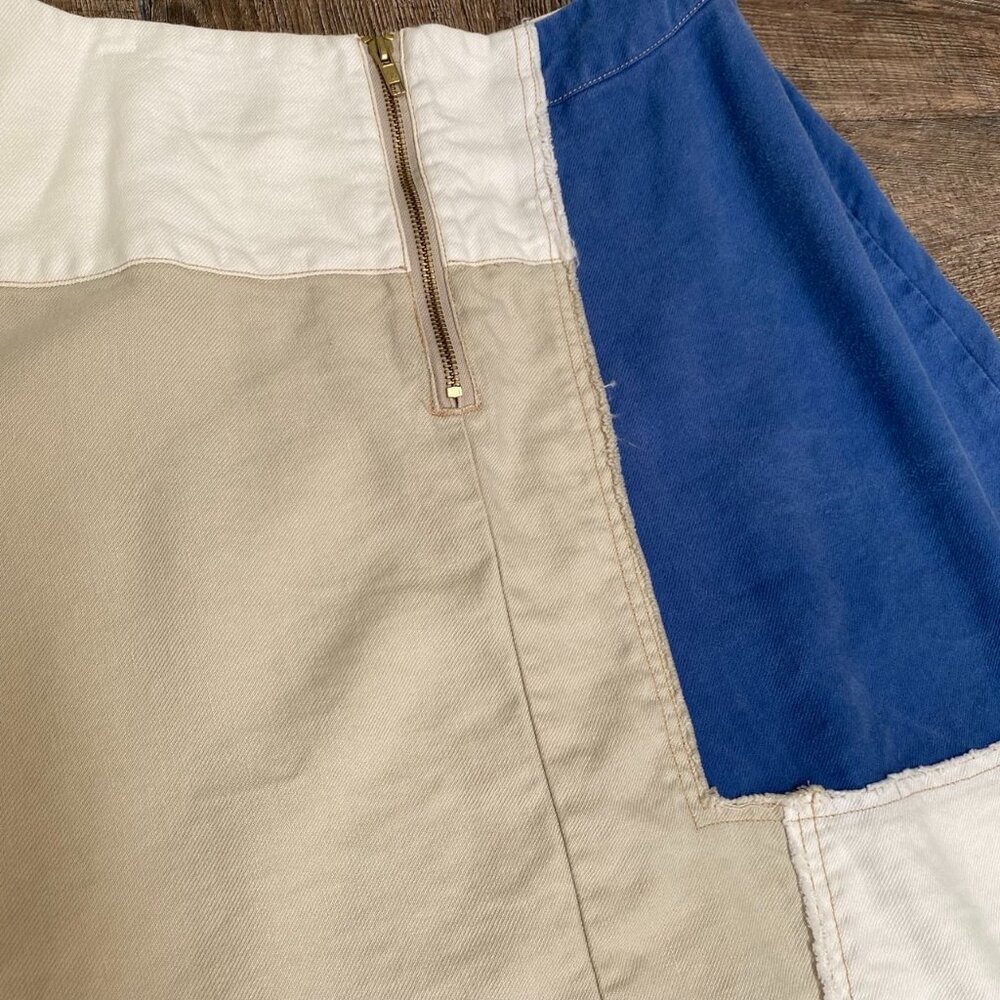 Holding Horses Patchwork Linen Blend Asymmetrical Skirt Sz 12 Lagom Cottagecore - Picture 12 of 16